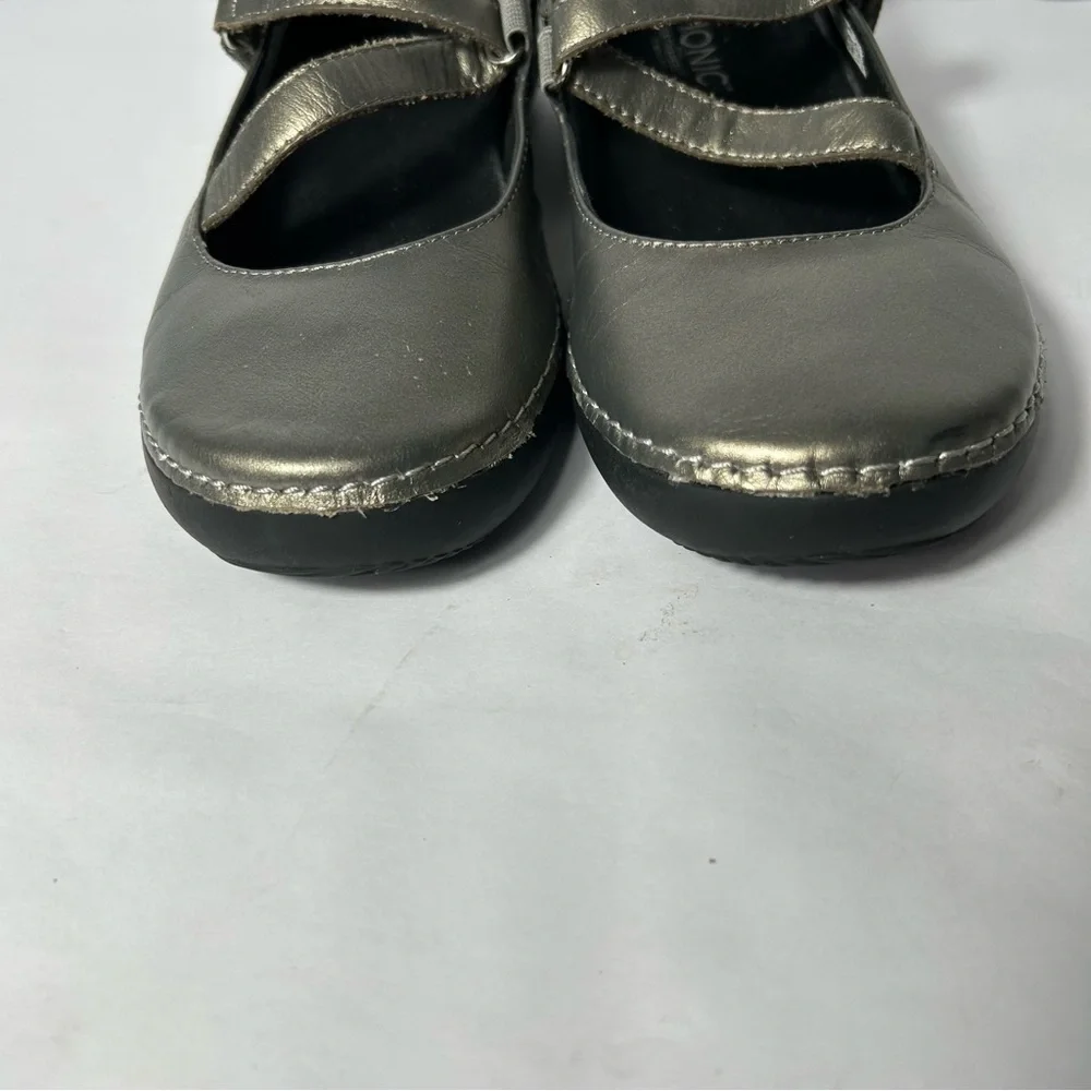 Vionic Orthaheel Judith Shoes Womens 7.5US Gray Silver Mary‎ Jane Flats Strappy